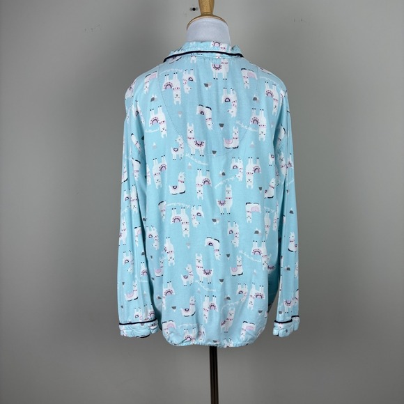Karen Neuburger Live Love Lounge Womens L Flannel Pajama Set Llama PJs Top Pants - Picture 4 of 16